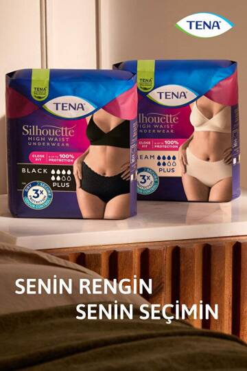 Tena Silhouette Plus Kadınlara Özel Yüksek Bel Emici Külot Siyah Large 8 Adet - 6