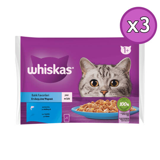 Whiskas 4x85 Gr Balık Favorileri Kedi Yaş Maması 3 Adet