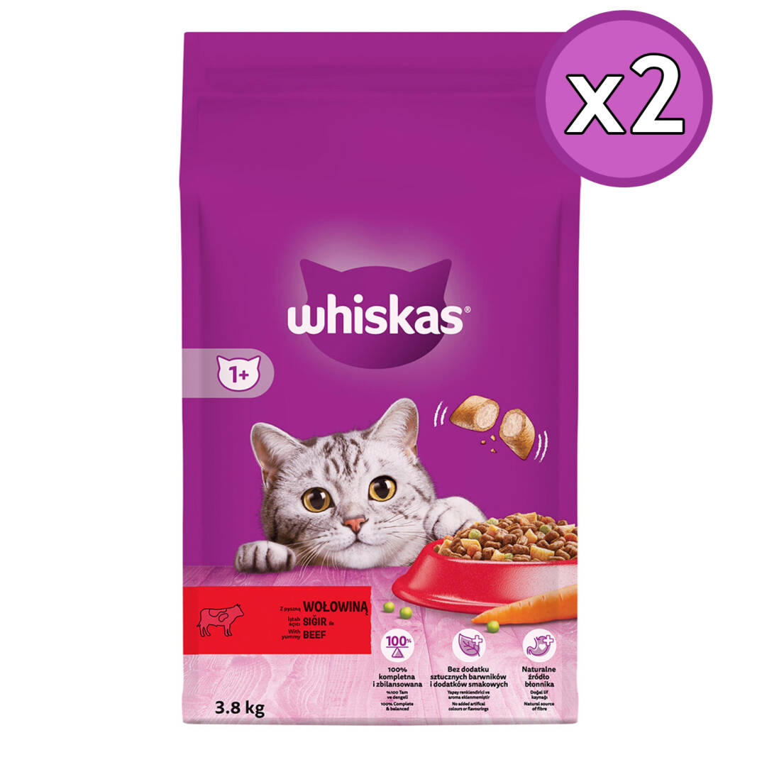 Whiskas Sığır Etli Biftekli Yetişkin Kedi Maması 3.8 Kg 2 Adet - 1