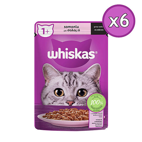 Whiskas Somonlu Poşet Yaş Kedi Maması 85 gr 6 Adet