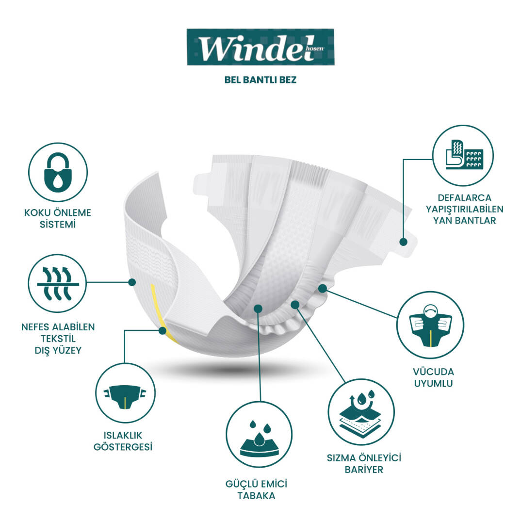 Windelhosen Belbantlı Hasta Bezi M-Medium Beden 120 Adet - 2