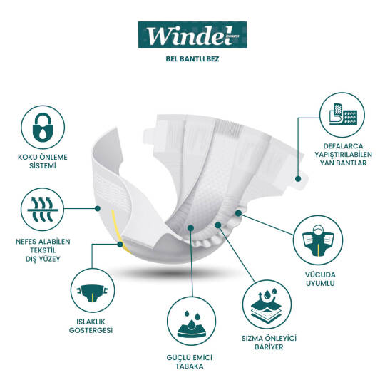Windelhosen Belbantlı Hasta Bezi M-Medium Beden 30 Adet - 2