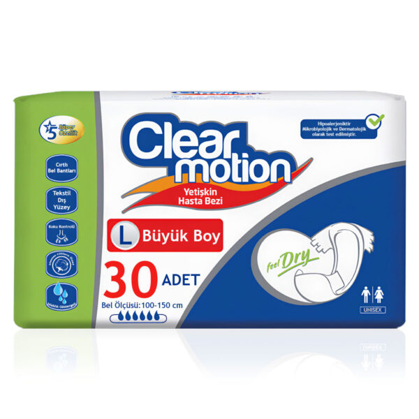 Clear Motion Belbantlı Hasta Bezi L-Large Beden 30 Adet