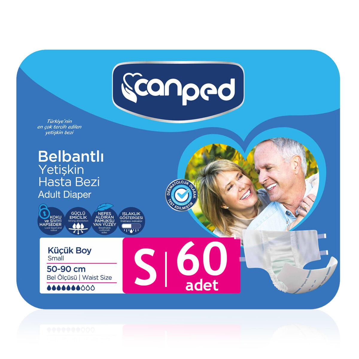 Canped Belbantlı Tekstil Yüzey Hasta Bezi S-Small Beden 60 Adet - Görsel 1