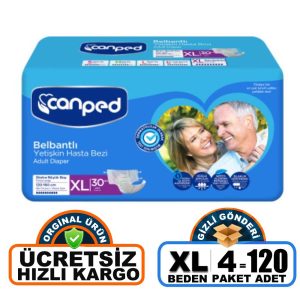 Canped Belbantlı Tekstil Yüzey Hasta Bezi XL- Extra Large Beden 120 Adet