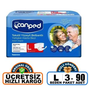 Canped Belbantlı Tekstil Yüzey Hasta Bezi L-Large Beden 90 Adet