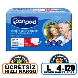 Canped Belbantlı Tekstil Yüzey Hasta Bezi L-Large Beden 120 Adet