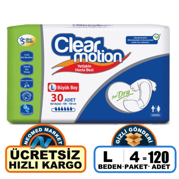Clear Motion Belbantlı Hasta Bezi L-Large Beden 120 Adet