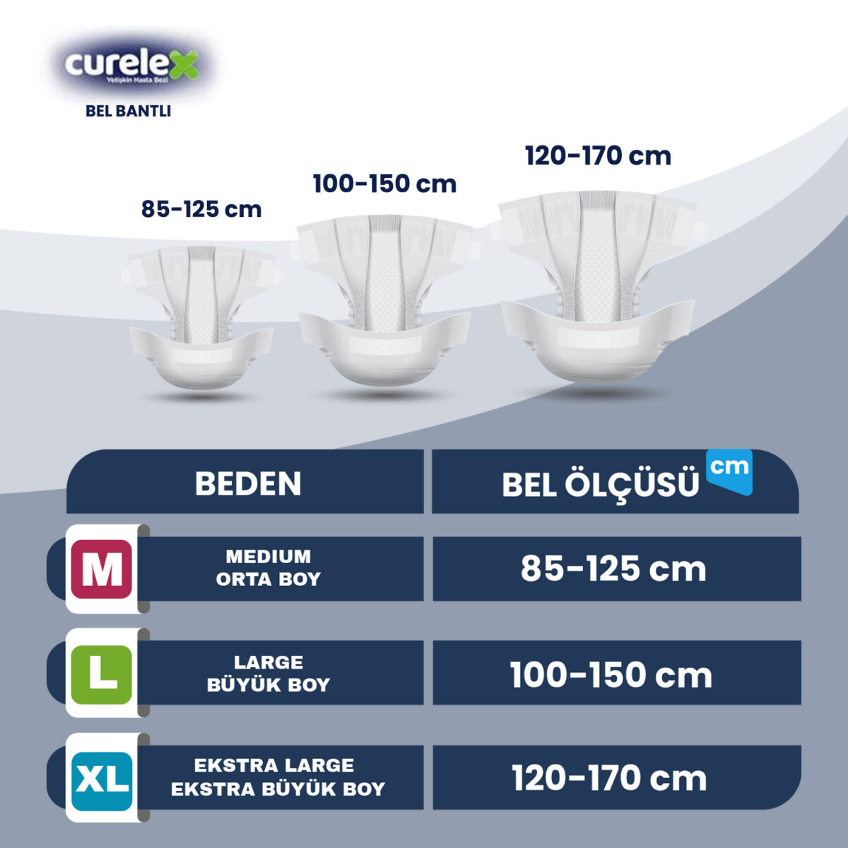 curelex-bb Curelex Belbantlı Hasta Bezi M-Medium Beden 60 Adet - Görsel 2