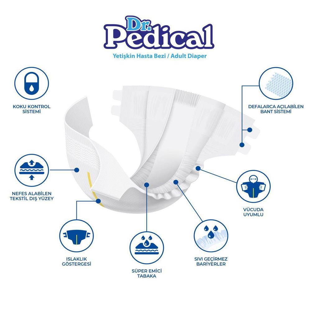 Dr. Pedical Belbantlı Hasta Bezi M-Medium Beden 120 Adet