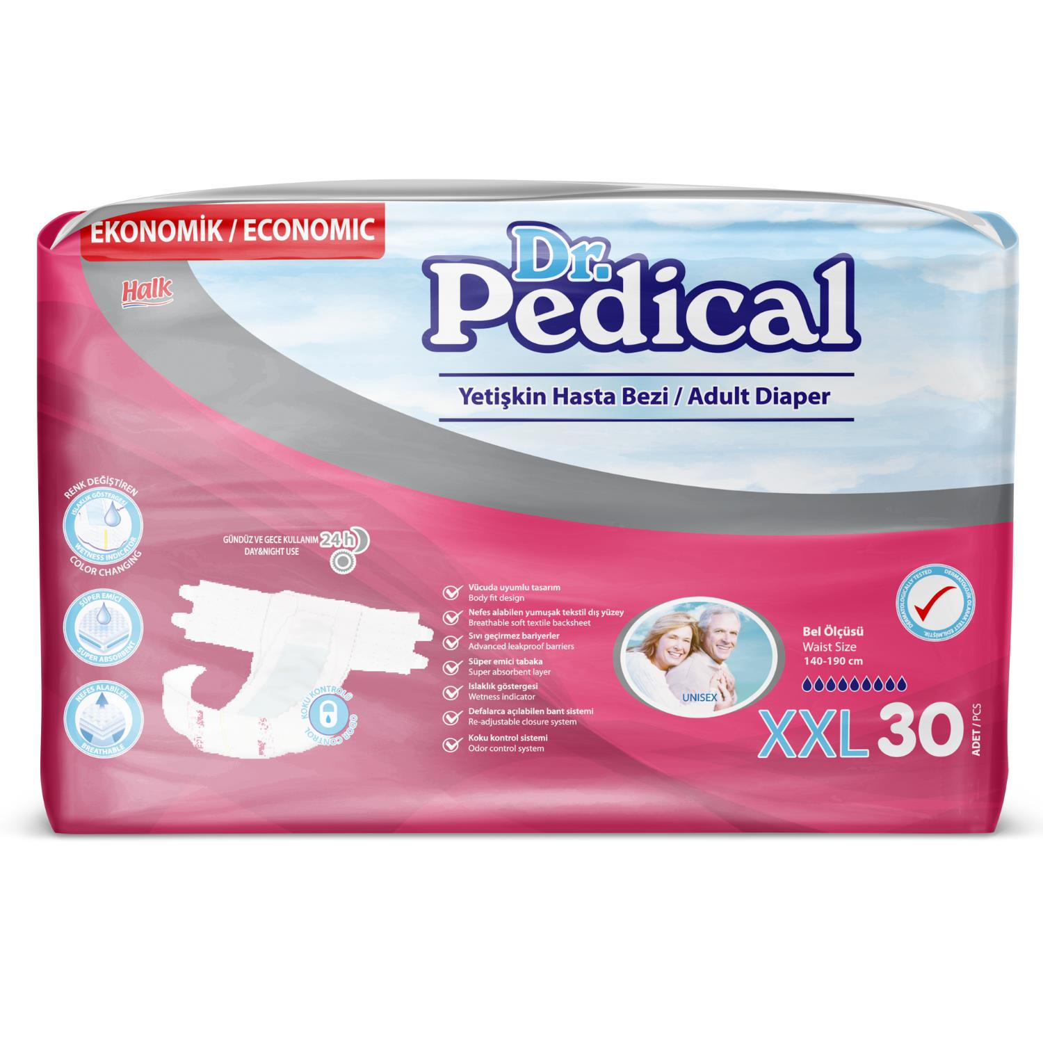 Dr. Pedical Belbantlı Hasta Bezi XXL-Extra Extra Large Beden 120 Adet