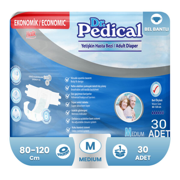 Dr. Pedical Belbantlı Hasta Bezi M-Medium Beden 30 Adet