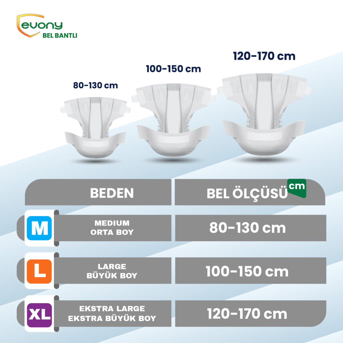 evony-bb Evony Belbantlı Hasta Bezi L-Large Beden 120 Adet - Görsel 2