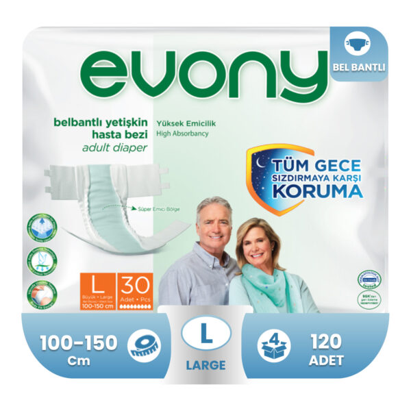 Evony Belbantlı Hasta Bezi L-Large Beden 120 Adet
