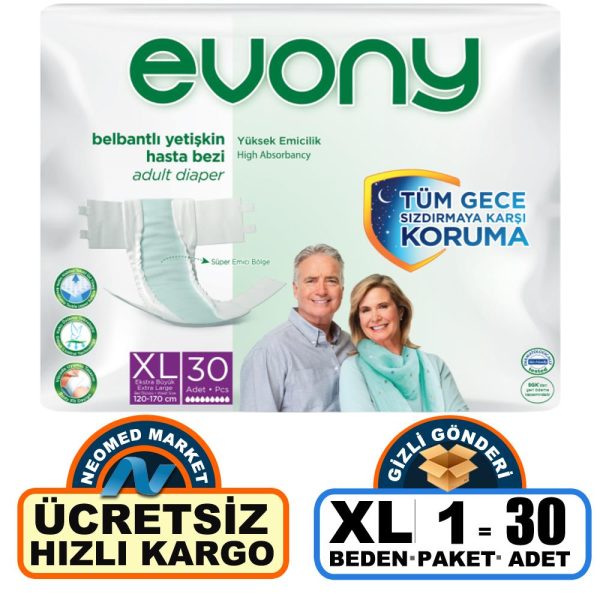 Evony Belbantlı Hasta Bezi XL-Extra Large Beden 30 Adet