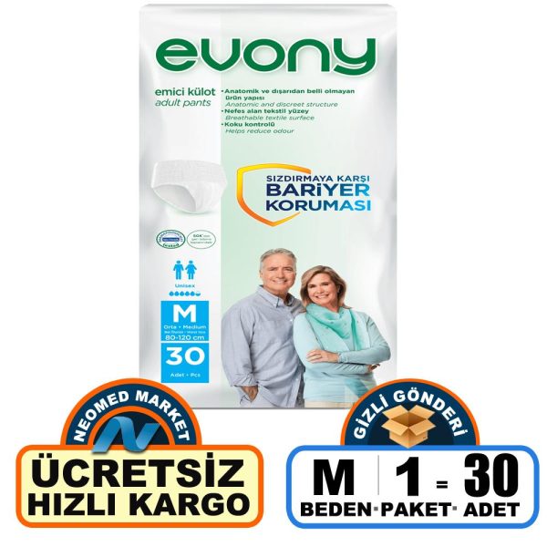 Evony Emici Külot M-Medium Beden 30 Adet
