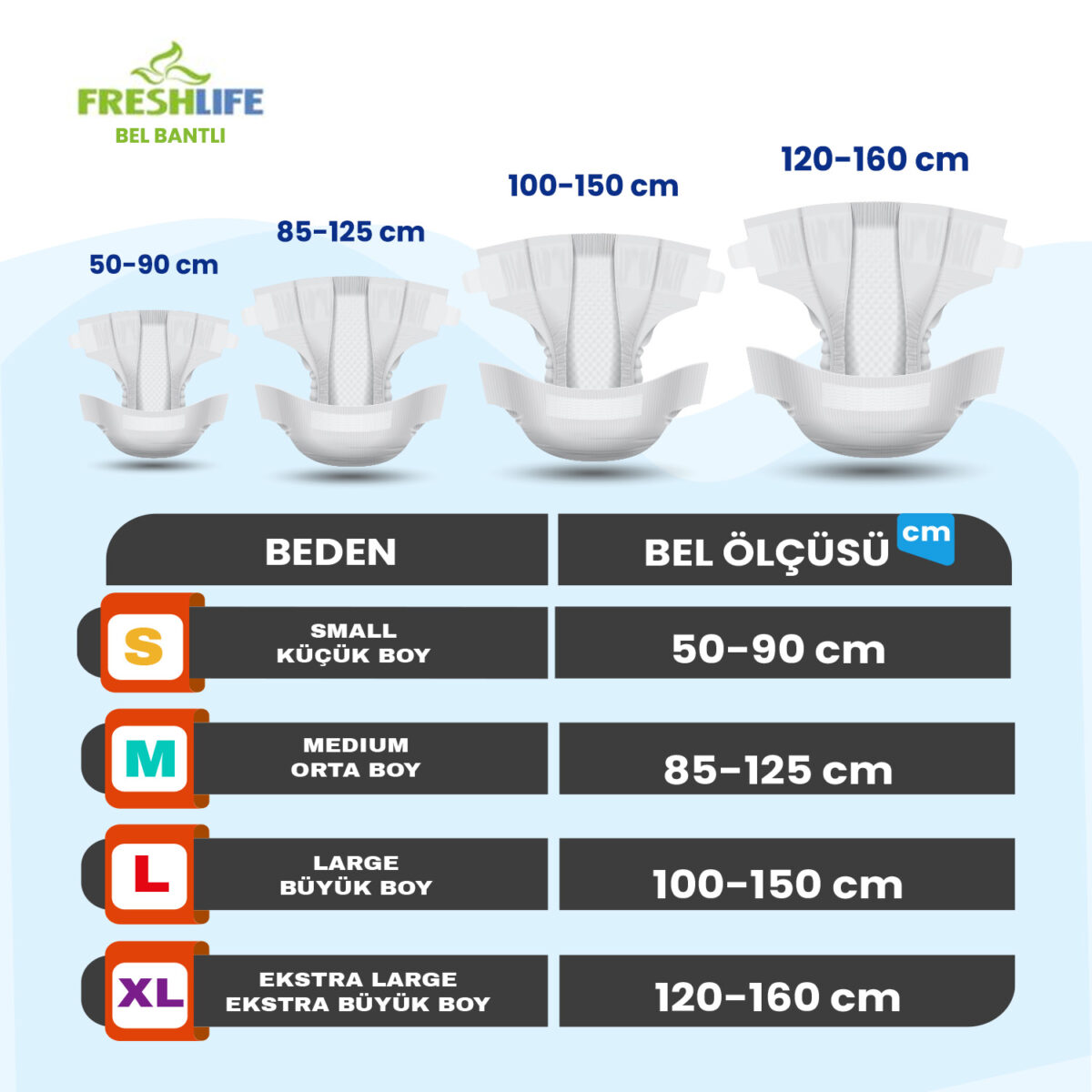 freshlife-bb Freshlife Belbantlı Hasta Bezi L-Large Beden 120 Adet - Görsel 2