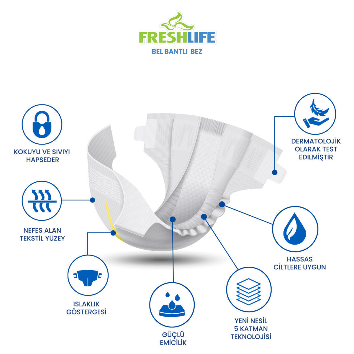 freshlife-bel-bantlı Freshlife Belbantlı Hasta Bezi L-Large Beden 120 Adet - Görsel 3