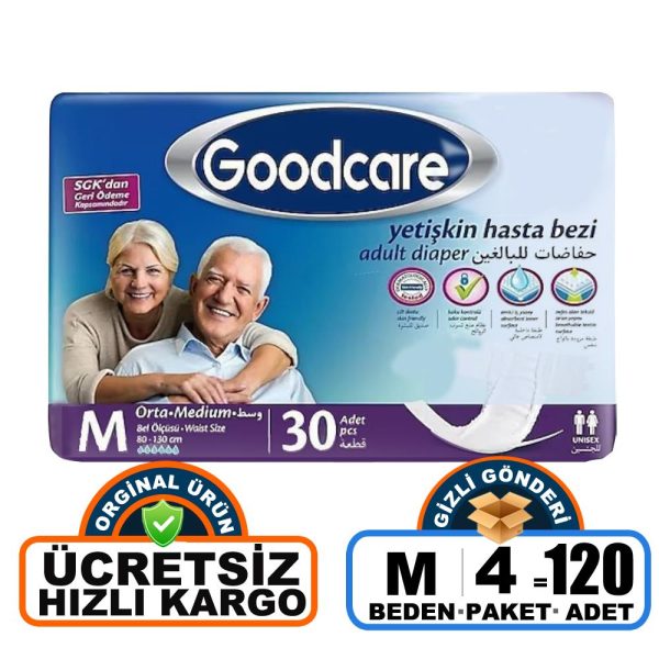 Goodcare Belbantlı Tekstil Yüzey Hasta Bezi M-Medium Beden 120 Adet