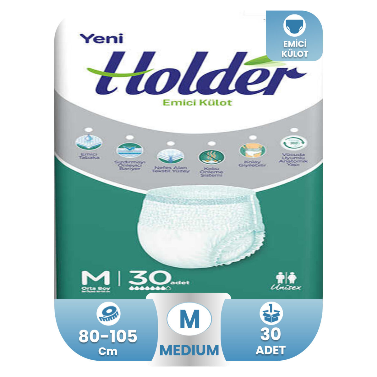 holder-emici-külot-bez-medium-beden-30-adet Holder Emici Külot M-Medium Beden 30 Adet - Görsel 1