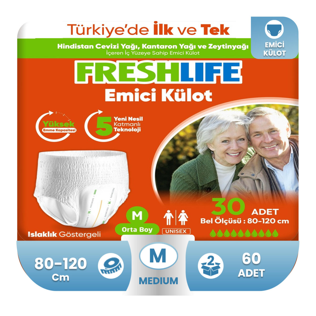 m-60 Freshlife Emici Külot M-Medium Beden 60 Adet - Görsel 1