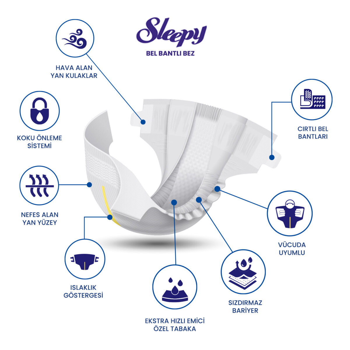 sleepy-bel-bantlı Sleepy Belbantlı Hasta Bezi M-Medium Beden 120 Adet - Görsel 3