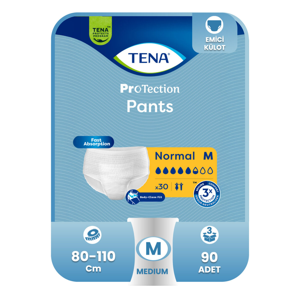 tena-pants-normal-medıum-90 Tena Pants Emici Külot 5.5 Damla M-Medium Beden 90 Adet - Görsel 1