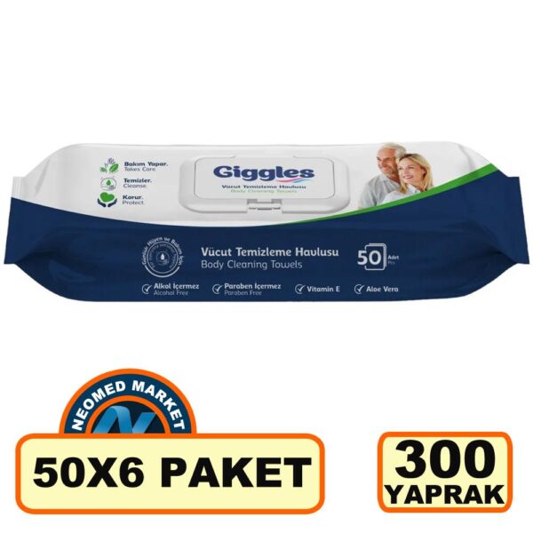 Giggles Vücut Temizleme Havlusu 6 x 50'li