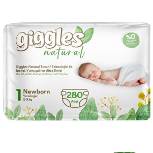 Giggles Natural 1 Numara Yenidoğan Pamuklu Bebek bezi 280 Adet