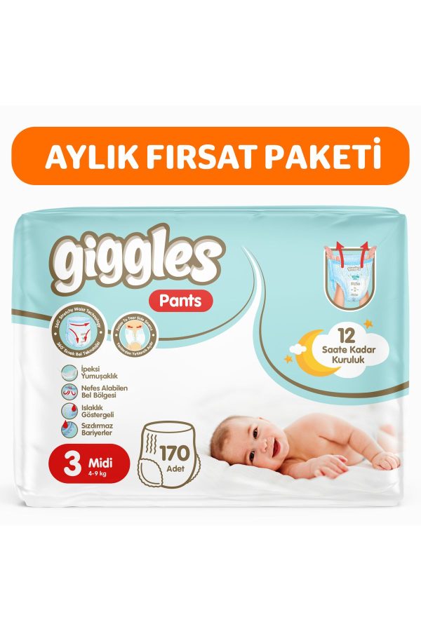 Pants Külotlu Bebek Bezi 3 Numara Midi 170 Adet