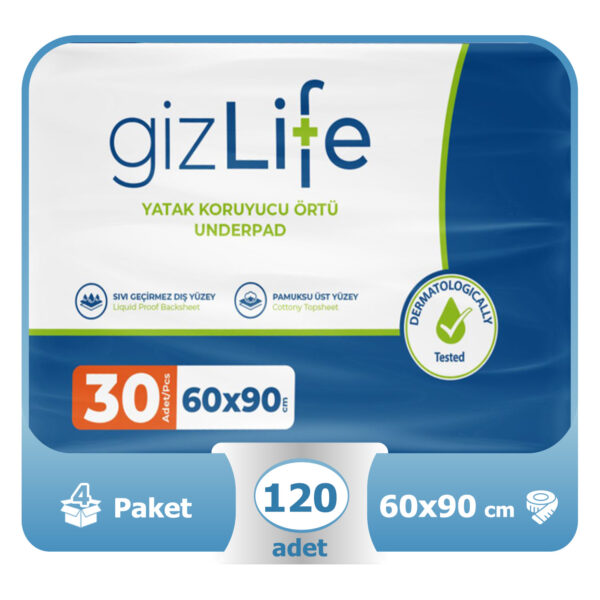 Gizlife Yatak Koruyucu Örtü 60x90 Cm 120 Adet