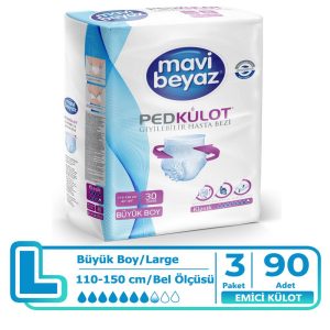 Mavi Beyaz Emici Külot L-Large Beden 90 Adet
