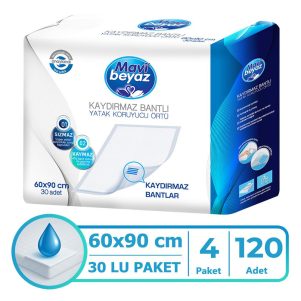 Mavi Beyaz Kaydrımaz Bantlı Yatak Koruyucu Örtü 60x90 Cm 120 Adet