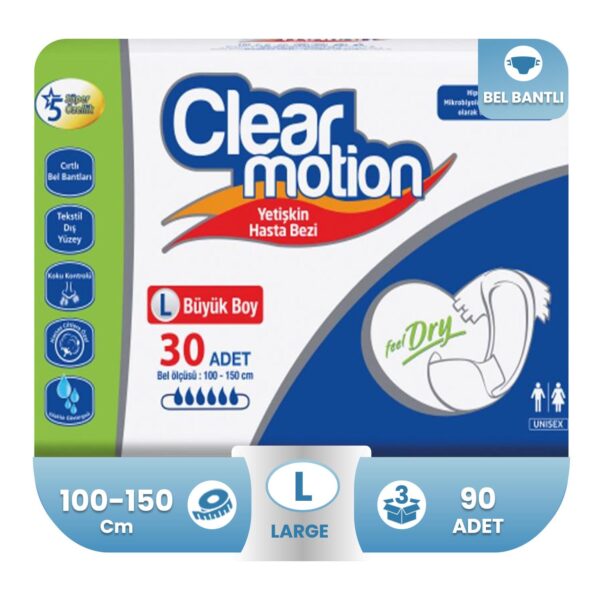 Clear Motion Belbantlı Hasta Bezi L-Large Beden 90 Adet