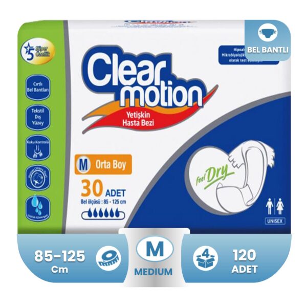 Clear Motion Belbantlı Hasta Bezi M-Medium Beden 120 Adet