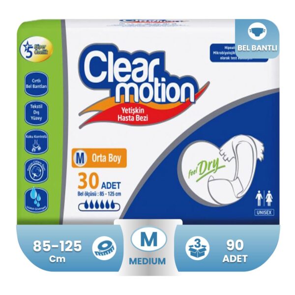 Clear Motion Belbantlı Hasta Bezi M-Medium Beden 90 Adet