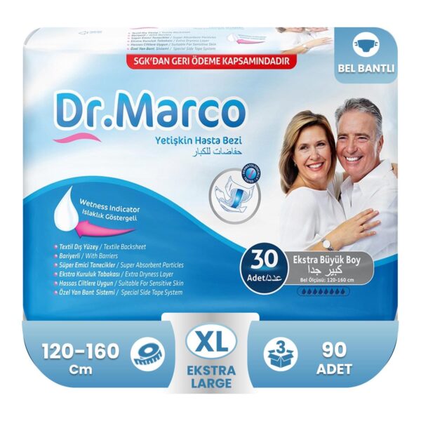 Dr. Marco Belbantlı Hasta Bezi XL-Extra Large Beden 90 Adet