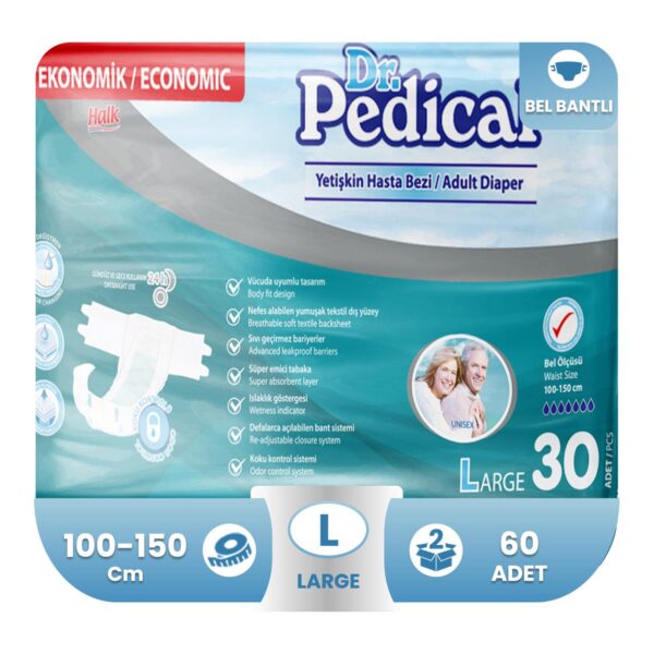 Dr. Pedical Belbantlı Hasta Bezi L-Large Beden 60 Adet