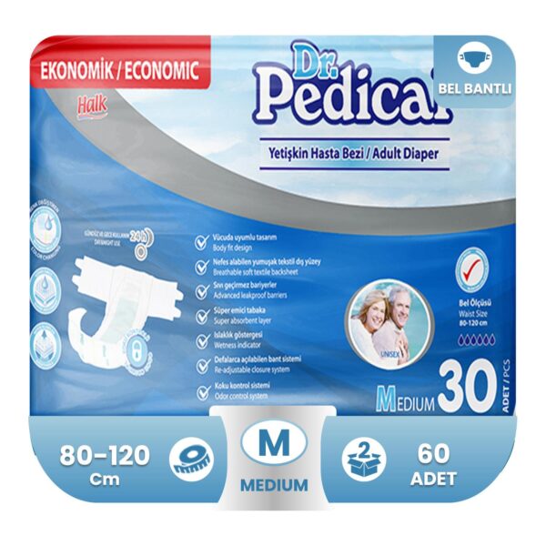 Dr. Pedical Belbantlı Hasta Bezi M-Medium Beden 60 Adet