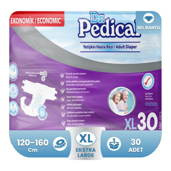 Dr. Pedical Belbantlı Hasta Bezi XL-Extra Large Beden 30 Adet