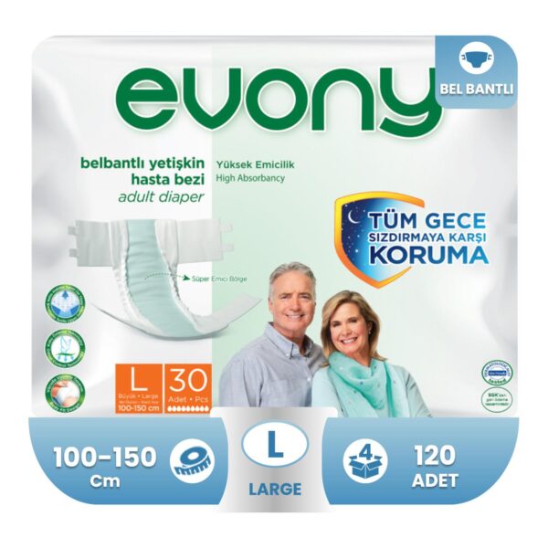 Evony Belbantlı Hasta Bezi L-Large Beden 120 Adet