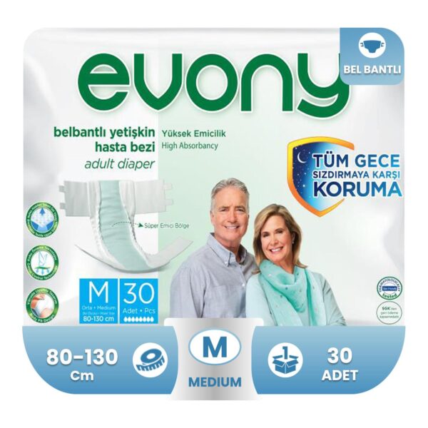 Evony Belbantlı Hasta Bezi M-Medium Beden 30 Adet