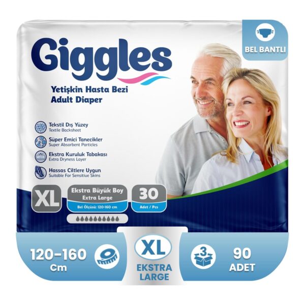 Giggles Belbantlı Hasta Bezi XL-Extra Large Beden 90 Adet