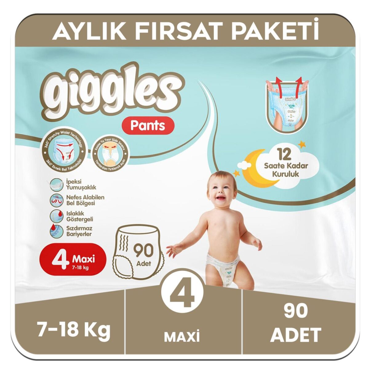 giggles-pants-kulotlu-bebek-bezi-4-numara-maxi-aylik-paket-90-adet-12430.jpg Giggles Pants Külotlu Bebek Bezi 4 Numara Maxi Aylık Paket - 90 Adet - Görsel 1