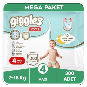 Giggles Pants Külotlu Bebek Bezi 4 Numara Maxi Mega Paket - 300 Adet