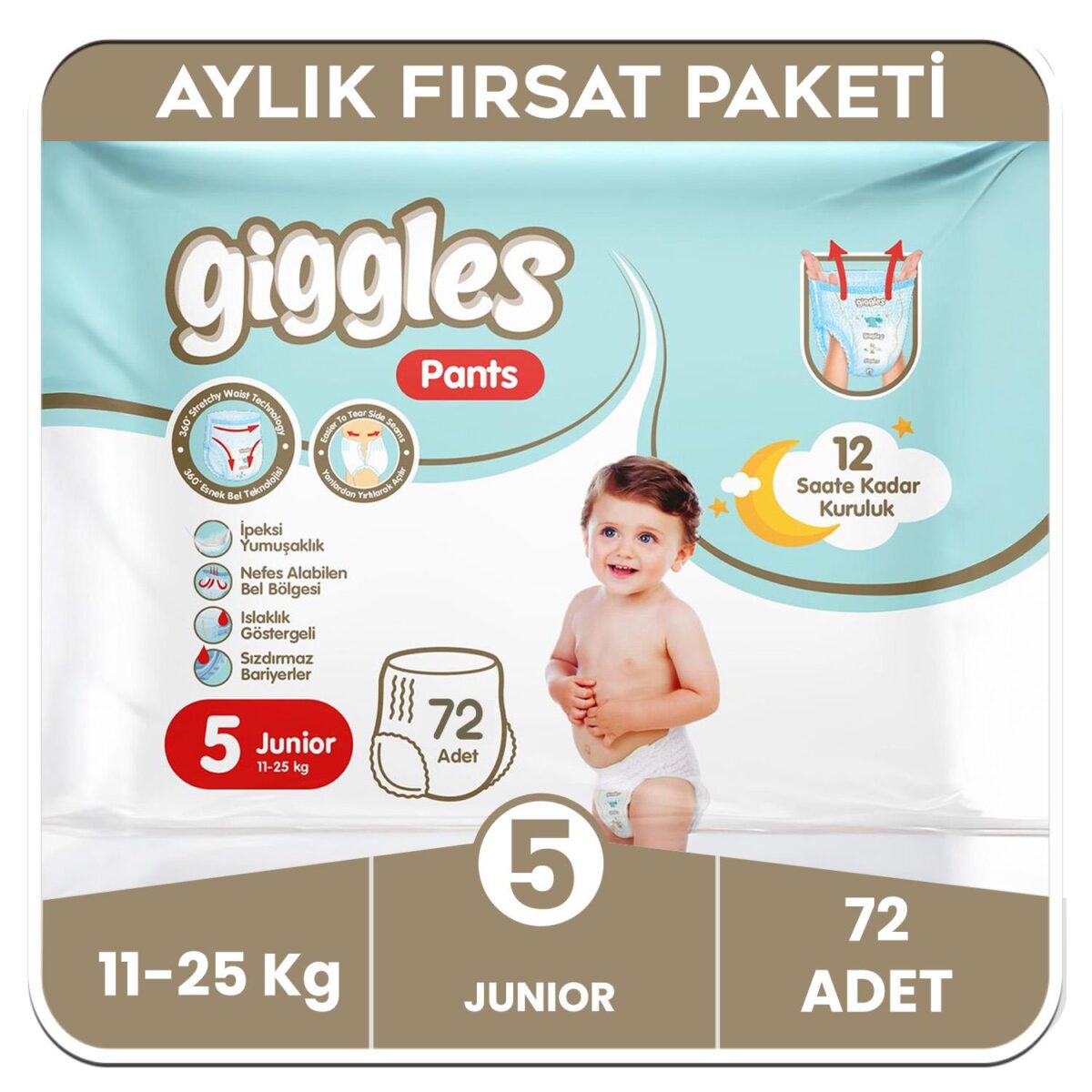 giggles-pants-kulotlu-bebek-bezi-5-numara-junior-aylik-paket-72-adet-12446.jpg Giggles Pants Külotlu Bebek Bezi 5 Numara Junior Aylık Paket - 72 Adet - Görsel 1