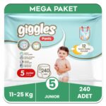 Giggles Pants Külotlu Bebek Bezi 5 Numara Junior Mega Paket - 240 Adet