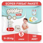 Giggles Pants Külotlu Bebek Bezi 5 Numara Junior Süper Fırsat Paketi - 120 Adet