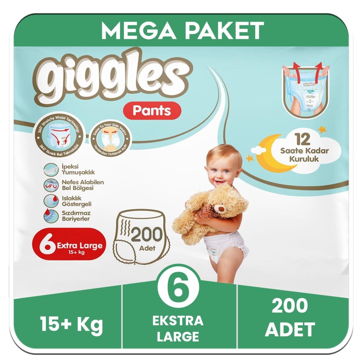 giggles-pants-kulotlu-bebek-bezi-6-numara-extra-large-mega-paket-200-adet-12470.jpg Giggles Pants Külotlu Bebek Bezi 6 Numara Extra Large Mega Paket - 200 Adet - Görsel 1