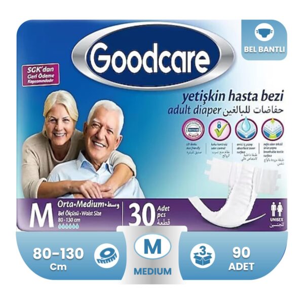 Goodcare Belbantlı Tekstil Yüzey Hasta Bezi M-Medium Beden 90 Adet
